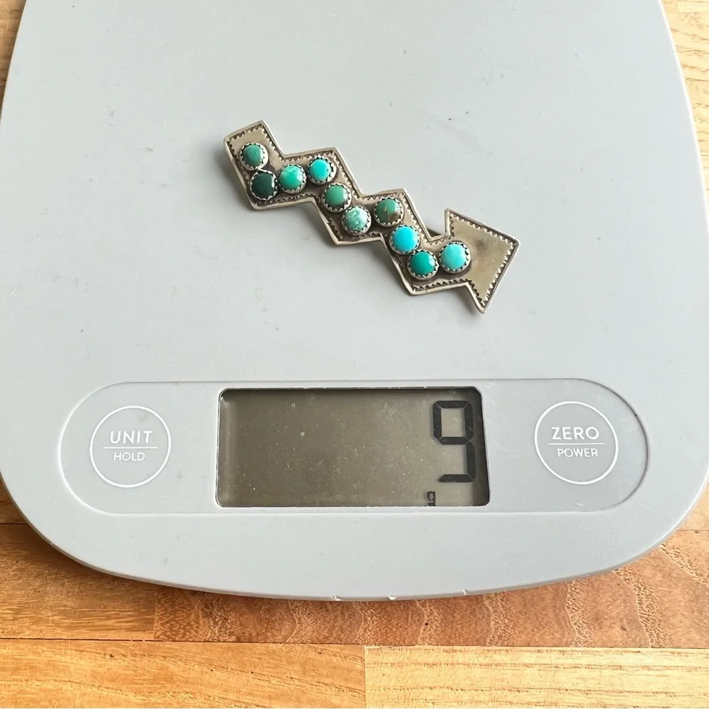 Vintage H. Hicks Taos Sterling silver turquoise arrow brooch pin